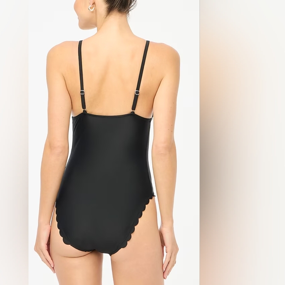 J.CREW Factory Scalloped One-Piece Swimsuit, S, Black, padded, lined, NWT - Picture 3 of 11